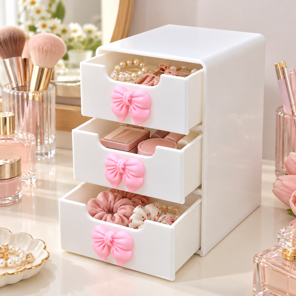 Tiered Makeup Organizer with Drawers