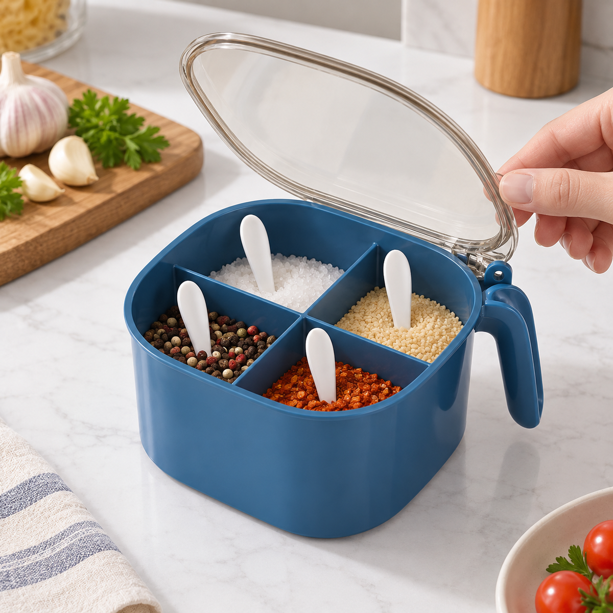 Four-Compartment Seasoning Box