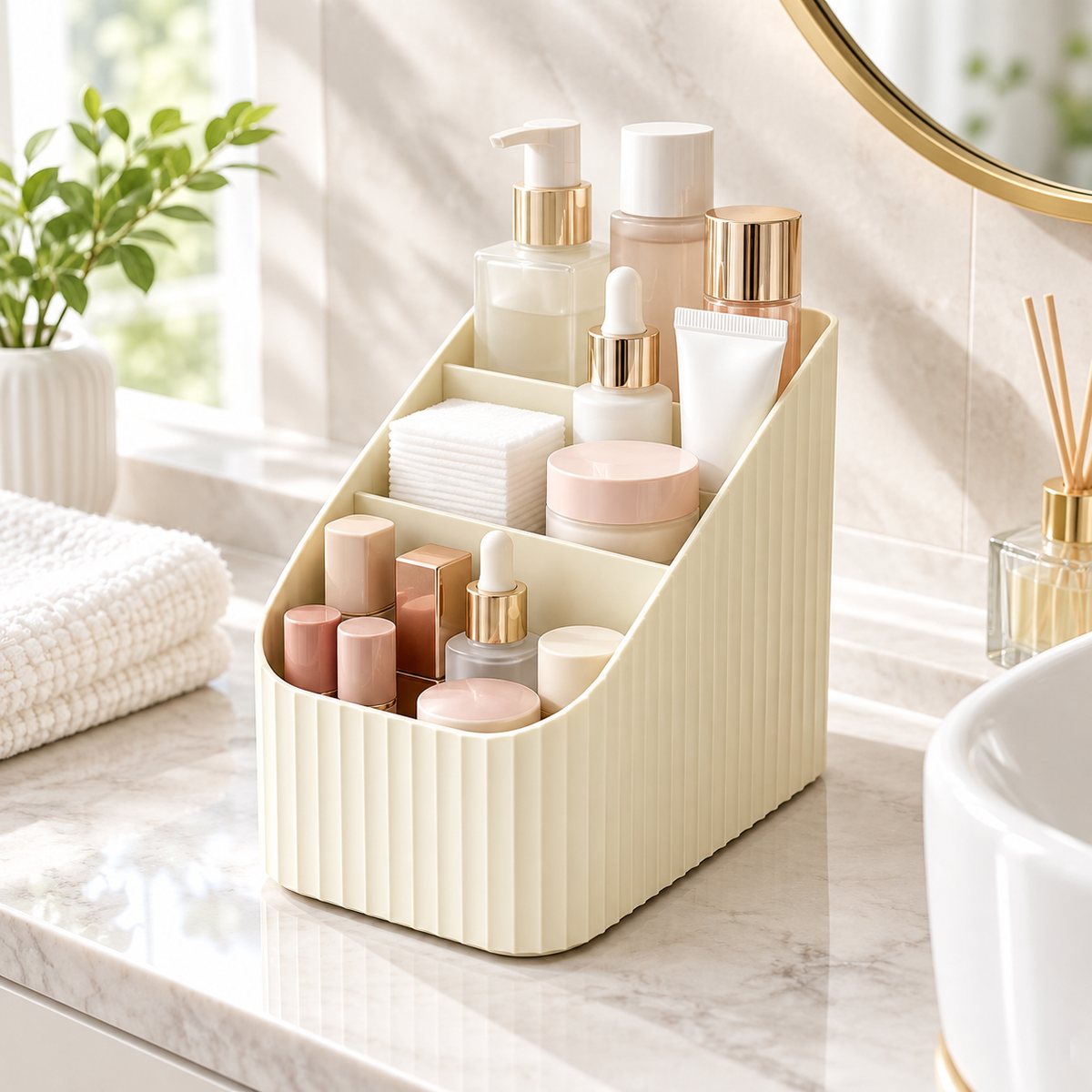 Four-Compartment Cosmetic Organizer