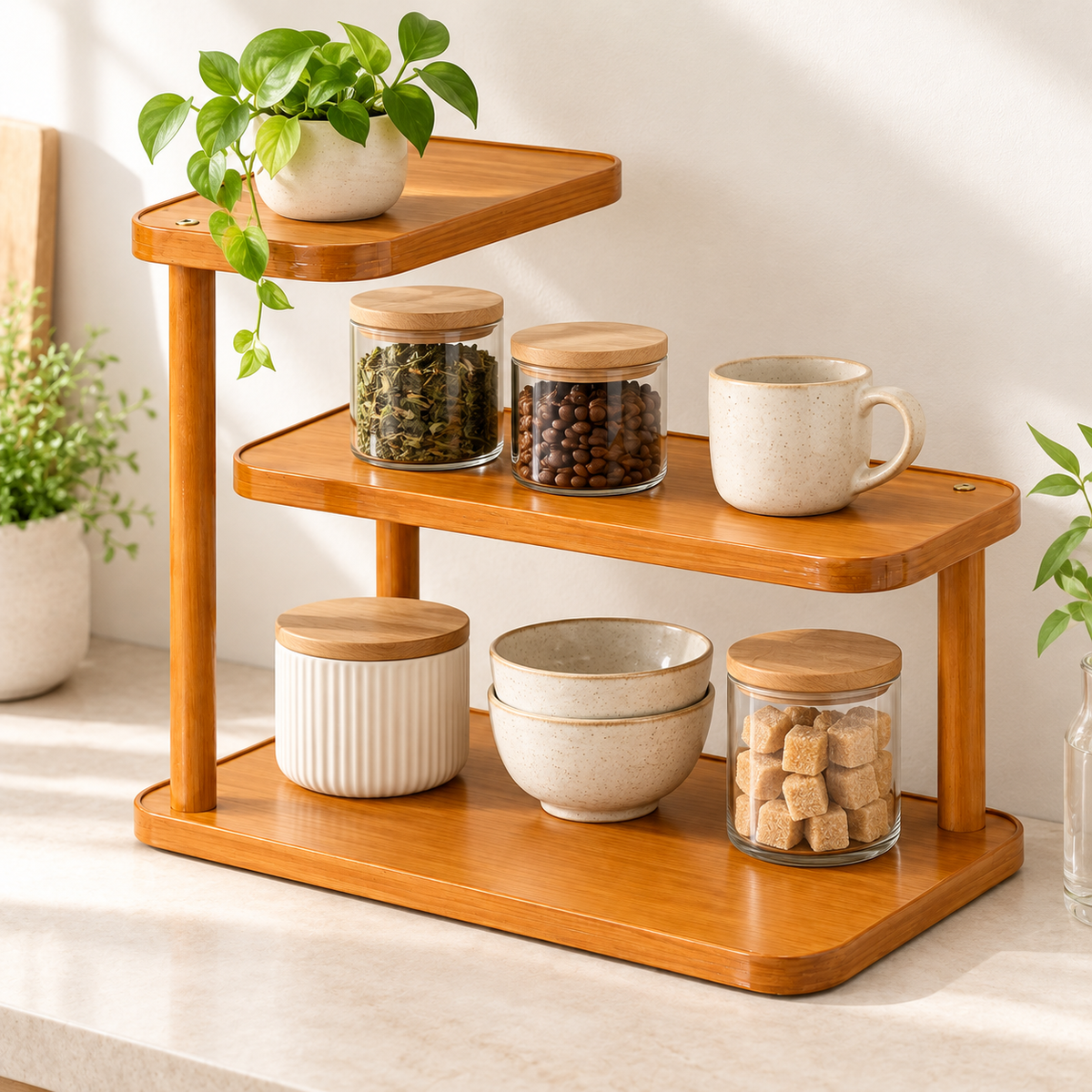 Desktop Tiered Storage Shelf